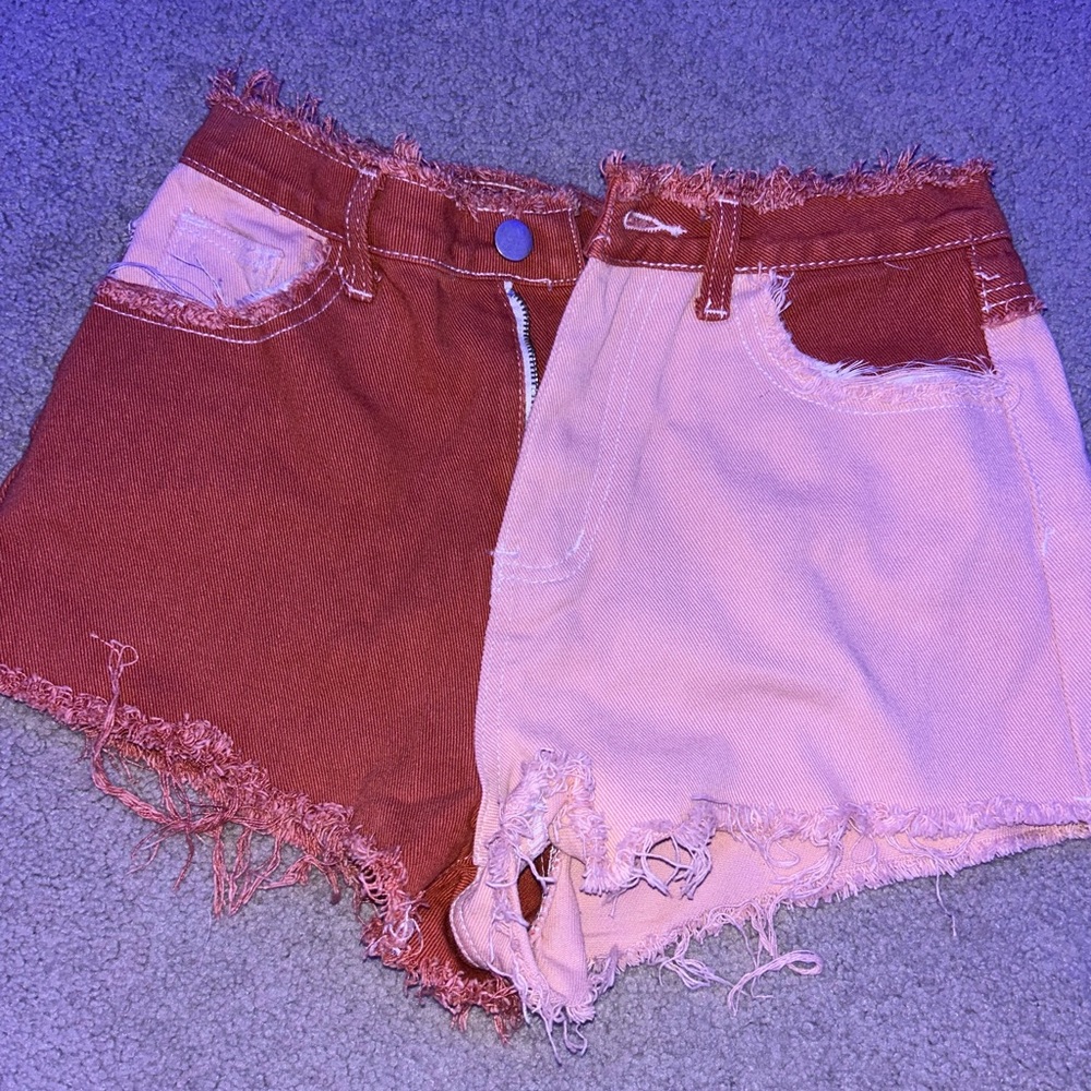 multicolor jean shorts
